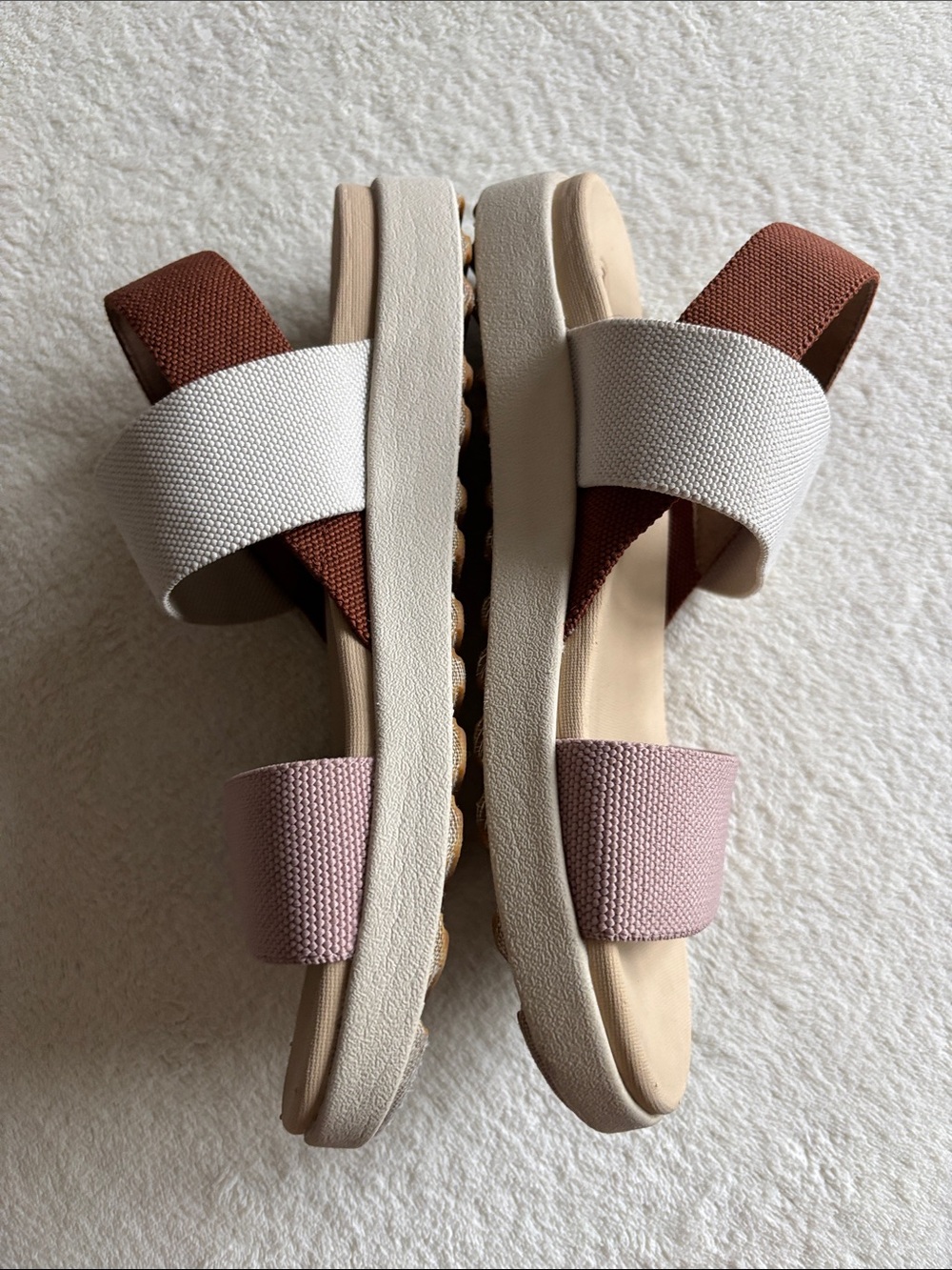 Keen Elle Backstrap Natural Hemp Plaza Taupe 8 Cream Platform Sandal Wedge - Picture 6 of 8